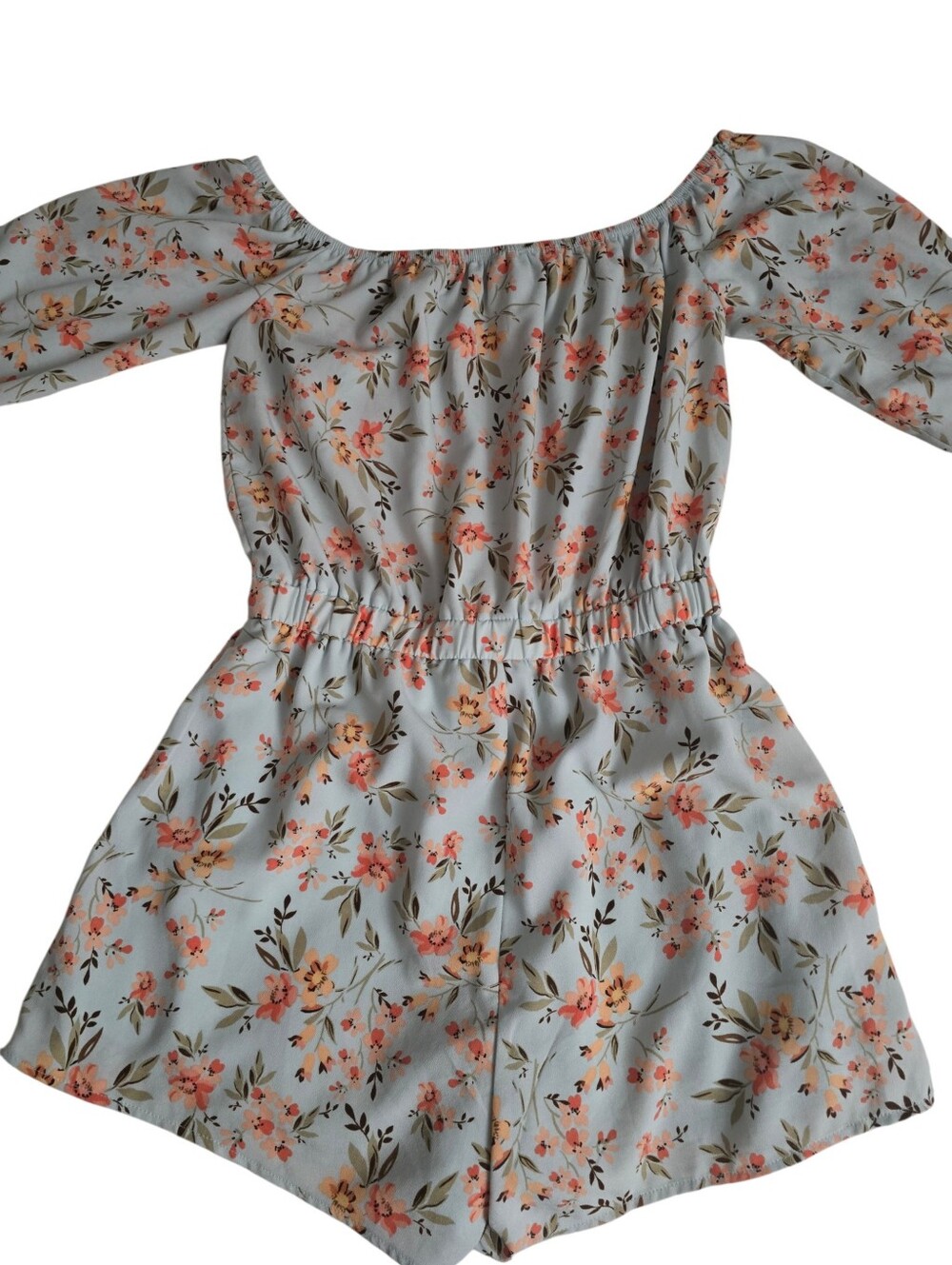 Stella Laguna Beach Light Blue Floral Off-Shoulder Top